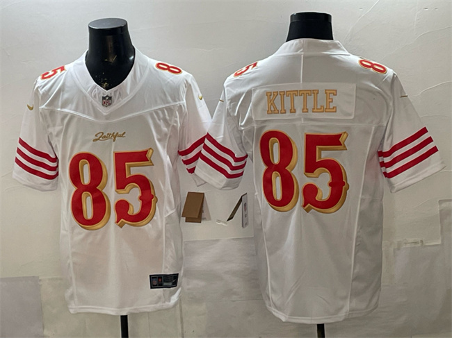 Men's San Francisco 49ers #85 George kittle White Gold 2025 F.U.S.E. “Rivalries” Vapor Limited Stitched Football Jersey Men's San Francisco 49ers #85 George kittle White Gold 2025 F.U.S.E. “Rivalries” Vapor Limited Stitched Football Jersey